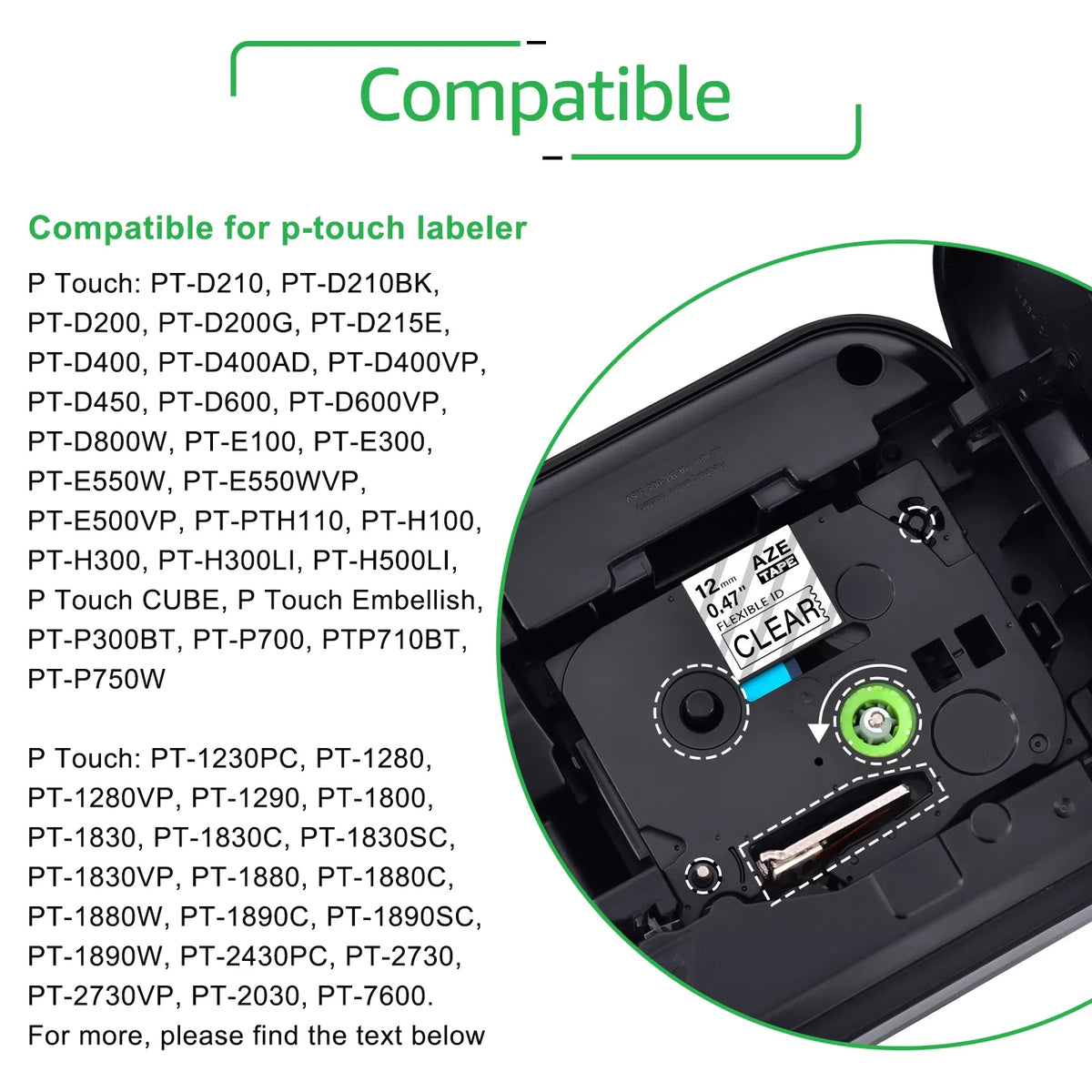 GREENCYCLE 10PK matching for Brother P-touch 12mm x 8m Black on Clear TZ TZe TZe-FX131 TZ-FX131 TZe-131 TZ-131 Flexible ID Cable Wire Label Tape