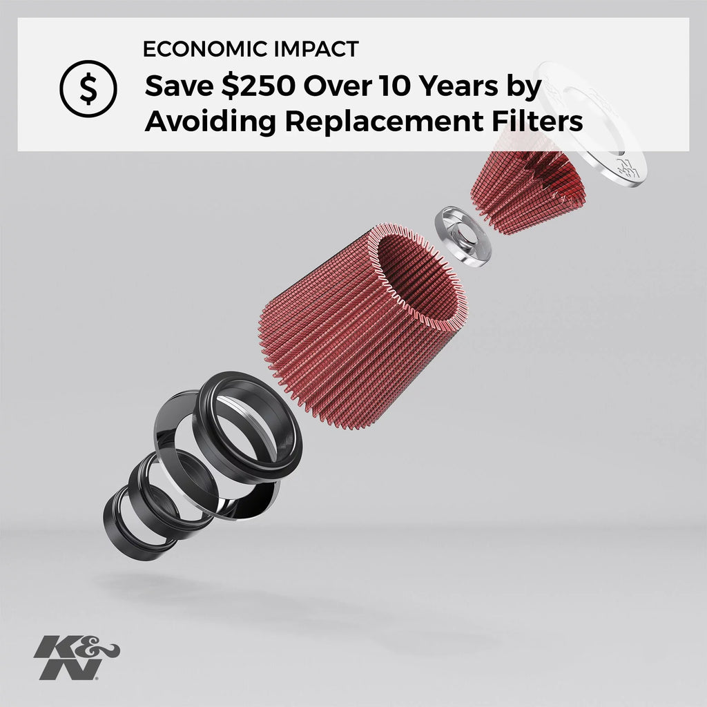 K&N Universal Clamp-On Air Filter: High Performance, Premium, Washable, Replacement Engine Filter: Flange Diameter: 2.75 In, Filter Height: 7 In, Flange Length: 1 In, Shape: Round, RU-1480