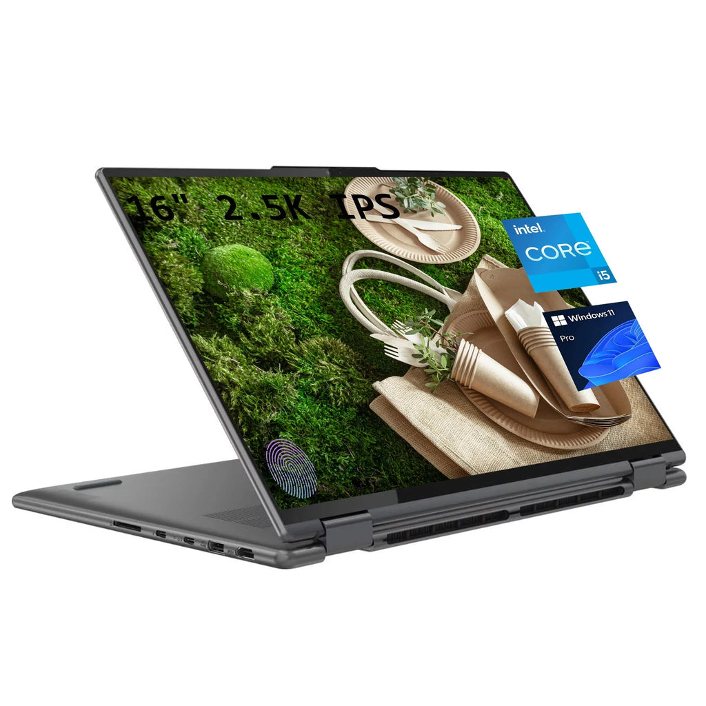 Yoga 7i Windows 11 Pro 16" 2.5K IPS 2-in-1 Business Laptop, 12th  Evo Platform 12-Core i5-1240P, 8GB LPDDR5 RAM, 1TB SSD, Iris Xe Graphics, Backlit KB, Fp, Gray