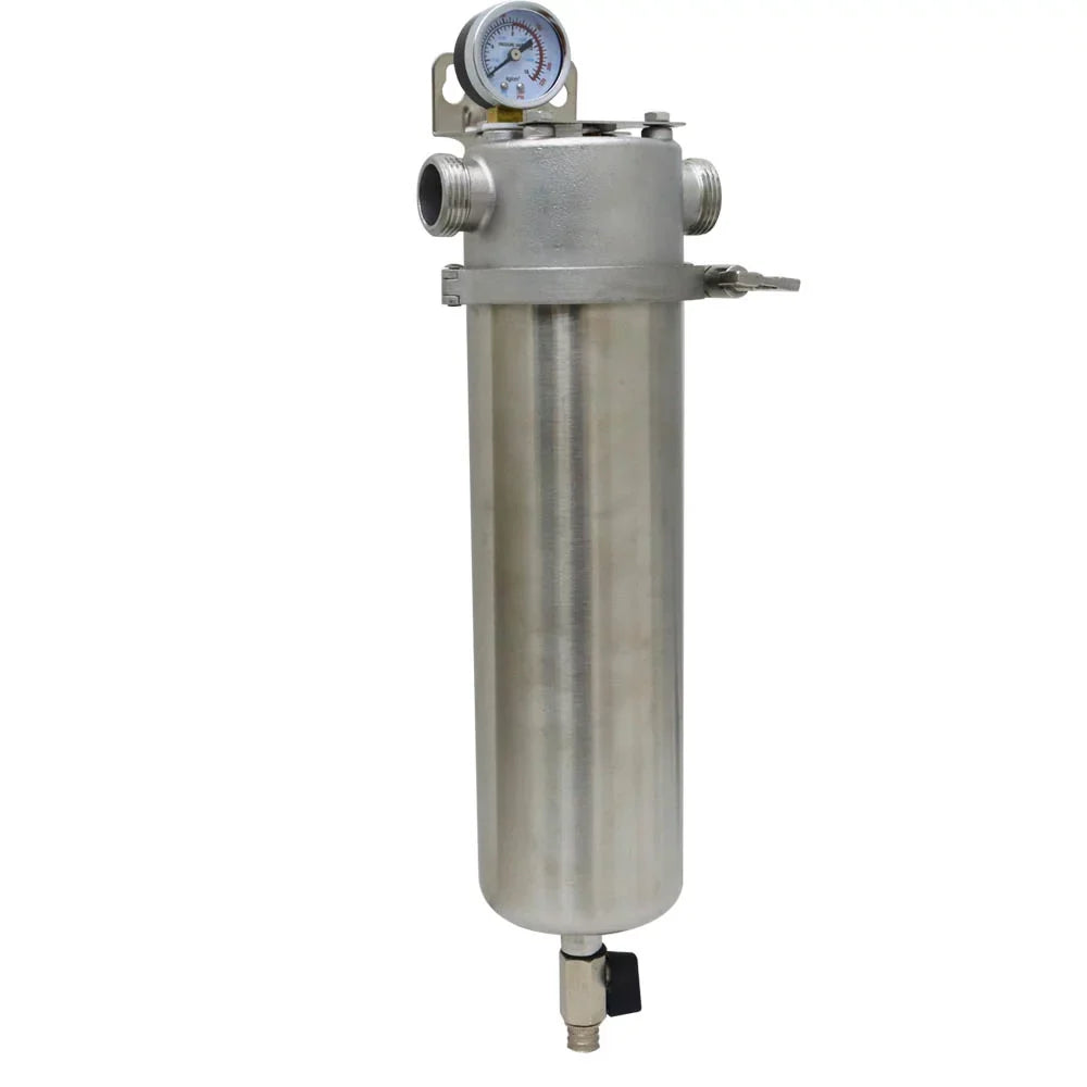 TECHTONGDA Front moisture Filter Housing 10 inch Filter 1 inch NPT for Whole House aqua Purification 304 Stainless Steel 8000L/h