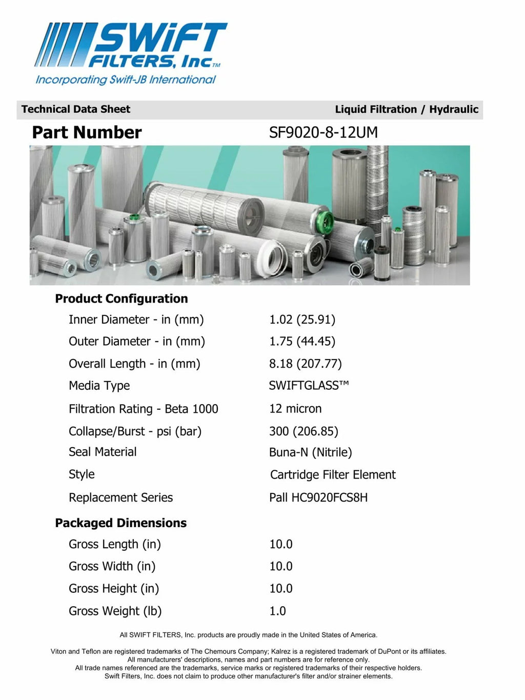 Direct Interchange for TAISEI KOGYO P-T-M3-10M rtridge Filter Element Microglass Construction 12 Micron