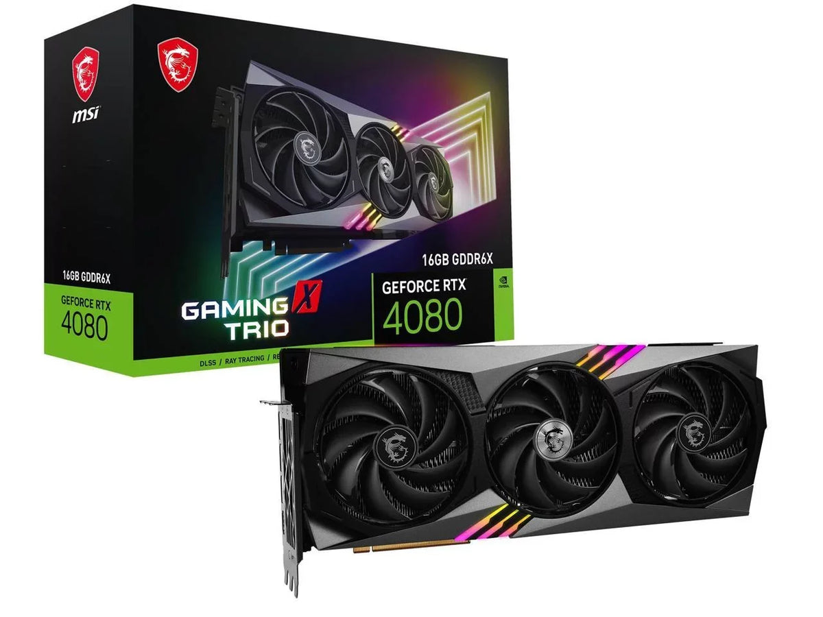 MSI GeForce RTX 4080 16GB GAMING X TRIO Graphics Card - DirectX 12 Ultimate Supported - G-Sync suitable - HDCP Supported - TORX Fan 5.0 Cooling System - 16 GB GDDR6X Memory