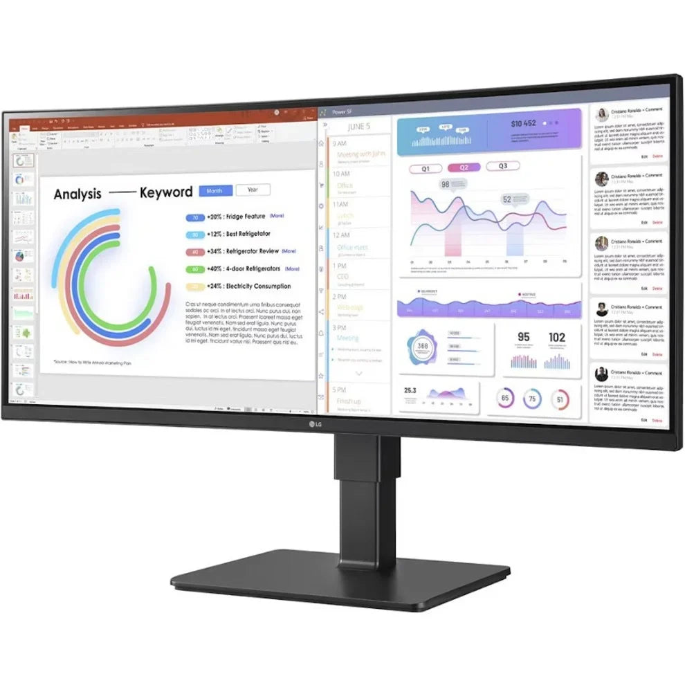 Ultrawide 34\" 3440 x 1440 LED HDR10, sRGB Curved Monitor, Textured Black, 34BQ77QB-B