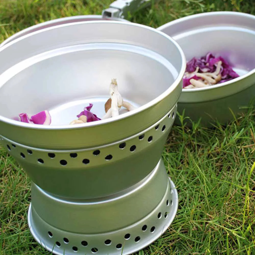 Aibecy Portable Camping Cookware Mess Kit Stove Spirit with Stand Pot Pan Cookware Set for Backpacking Hiking Picnic BBQ