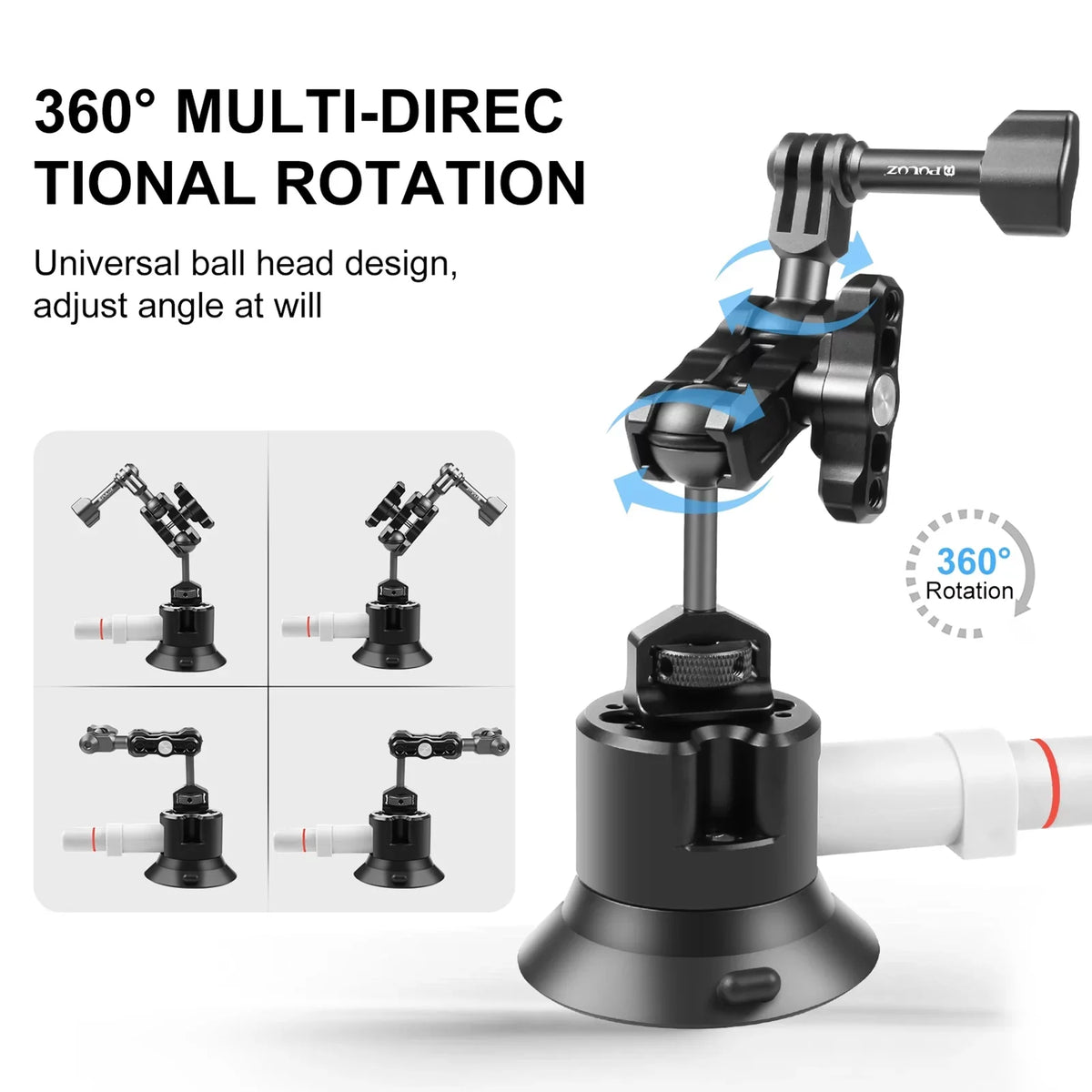 Anself Suction Cup Mount for Camera, Car Bracket Dual 360° Ballheads Replacement, appropriate with 11/10/9/8, Osmo 3/2
