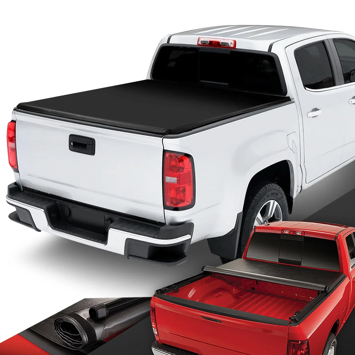 DNA Motoring TTC-RU-043 for 2015 to 2019 Chevy Colorado/GMC Canyon 5 Ft Short Bed Roll-Up Soft Vinyl Tonneau protector 16-18