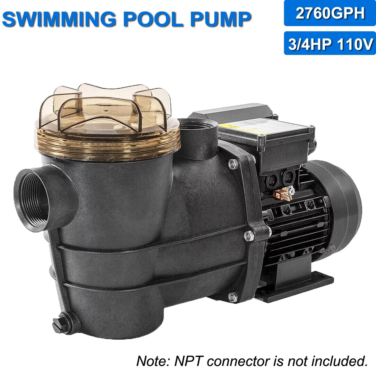 iMeshbean Above Ground Swimming Pool Pump, 3/4HP Motor 110V, 2760GPH, Head Max 38FT, for Above Ground Swimming Pool and Inground Pool aqua Circulation, w/ Strainer Basket