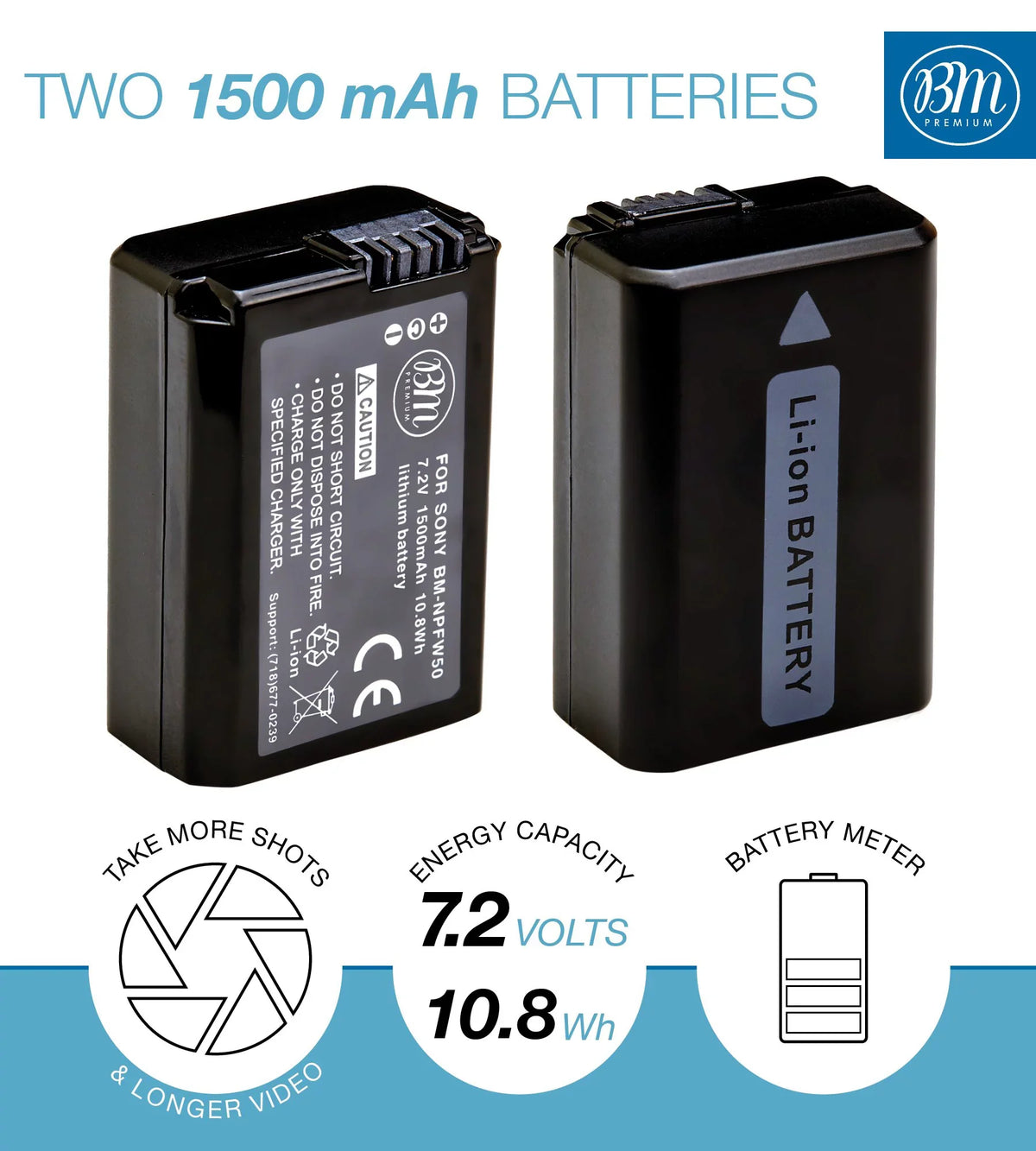 BM 2 NP-FW50 Batteries and Dual Charger for  DSC-RX10 II, III, IV Alpha 7 a7 A7 II a7R A7s II a3000 a5000 a6000 A6100 a6300 a6400 a6500 Cameras