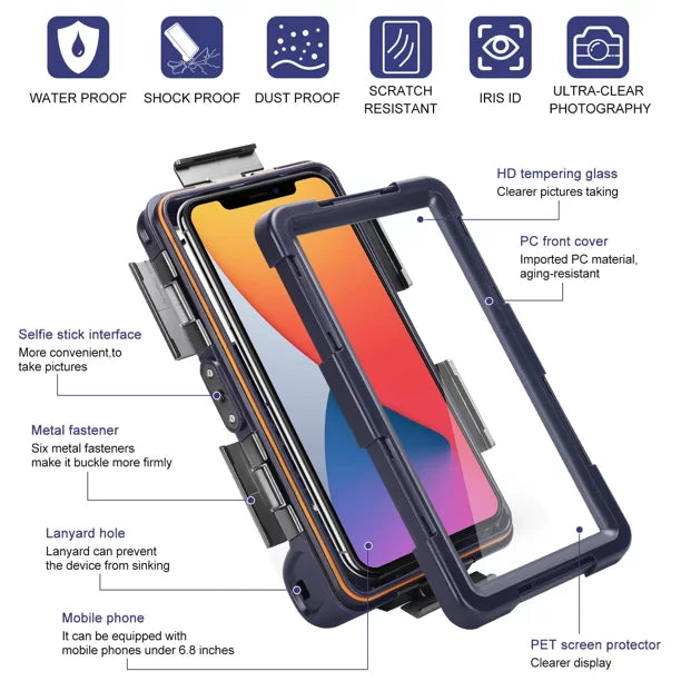 UrbanX Professional [15m/50ft] Swimming Diving Surfing Snorkeling Photo Video Waterproof Protective Case Underwater Housing for Oppo Reno4 SE And all Phones Up to 6.9 Inch LCD with Lanyard