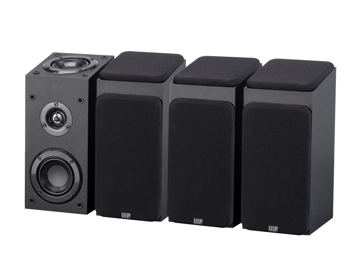 Immersive Home Theater System - Black With 8 Inch 200 Watt Subwoofer. Monoprice Premium 5.1.4-Ch