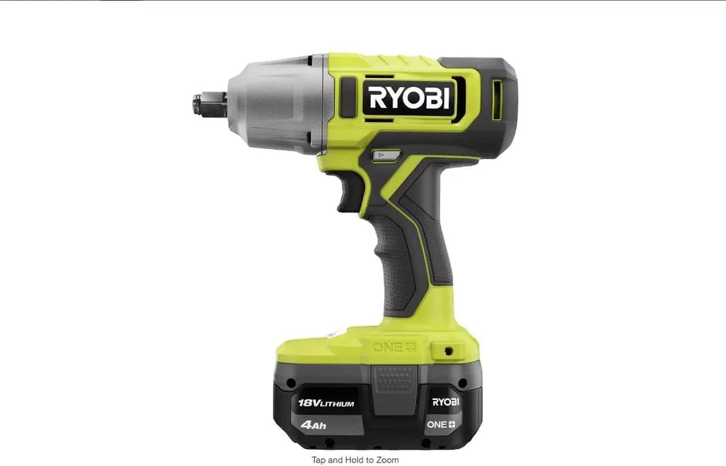 Impact Wrench Kit with 4.0 Ah Battery and Charger. RYOBI ONE+ 18V Cordless 1/2 in