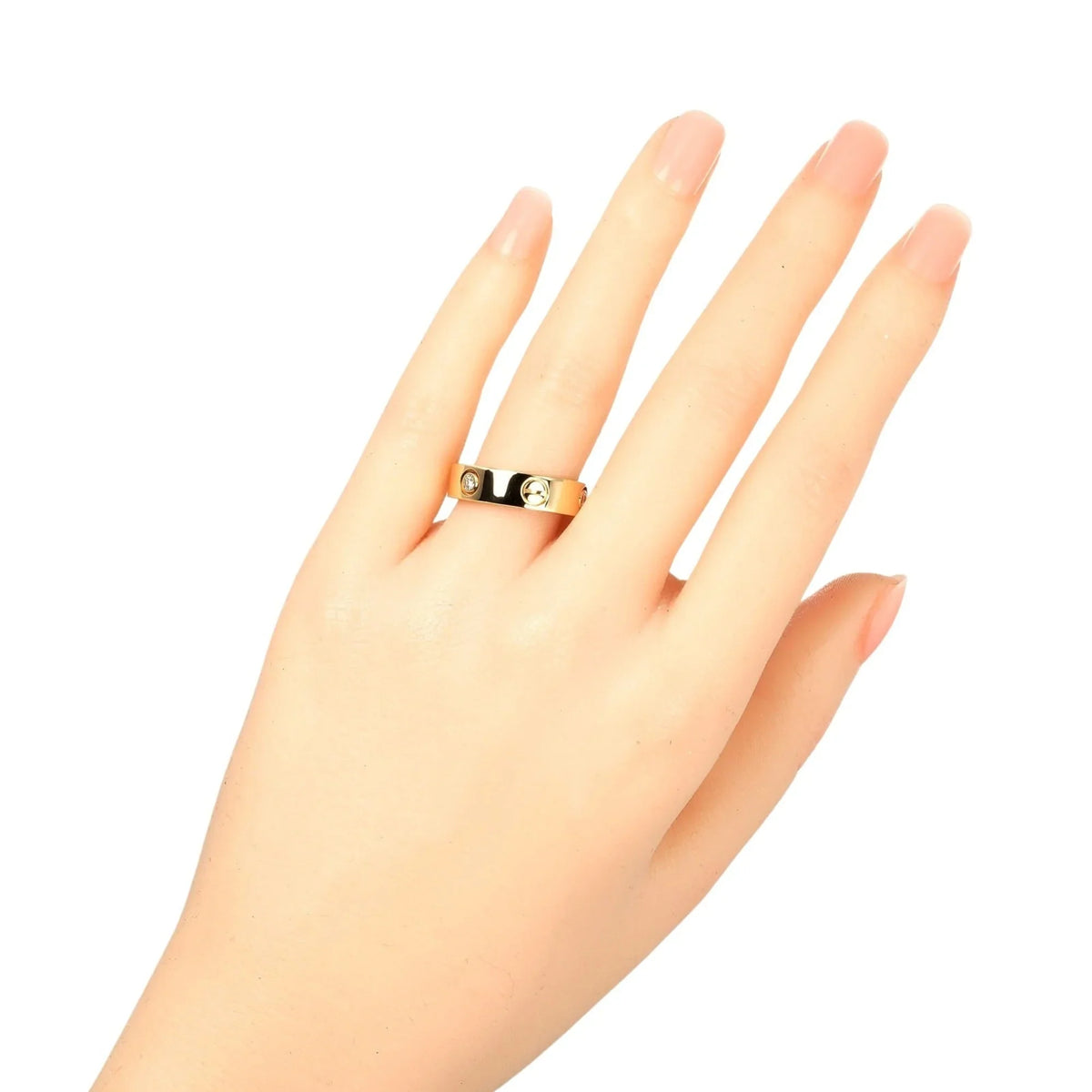 8.67g, I132124019 (Good). Pre-Owned Cartier Love size 15 ring, K18 yellow gold, 3P, half diamond, approx