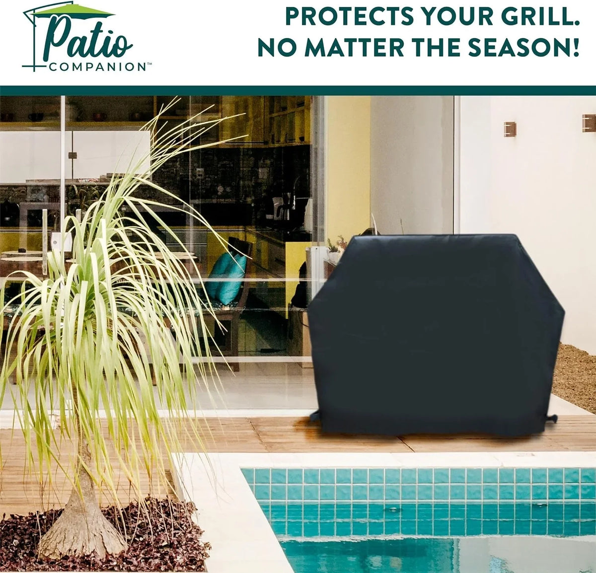 Black. Patio Companion Essential, 80 Inch BBQ Grill shield, 1 Year Warranty, Heavy-Duty Material, Waterproof and climate impervious, Gas Grill protector for Weber, Char Broil, Broil King, Etc