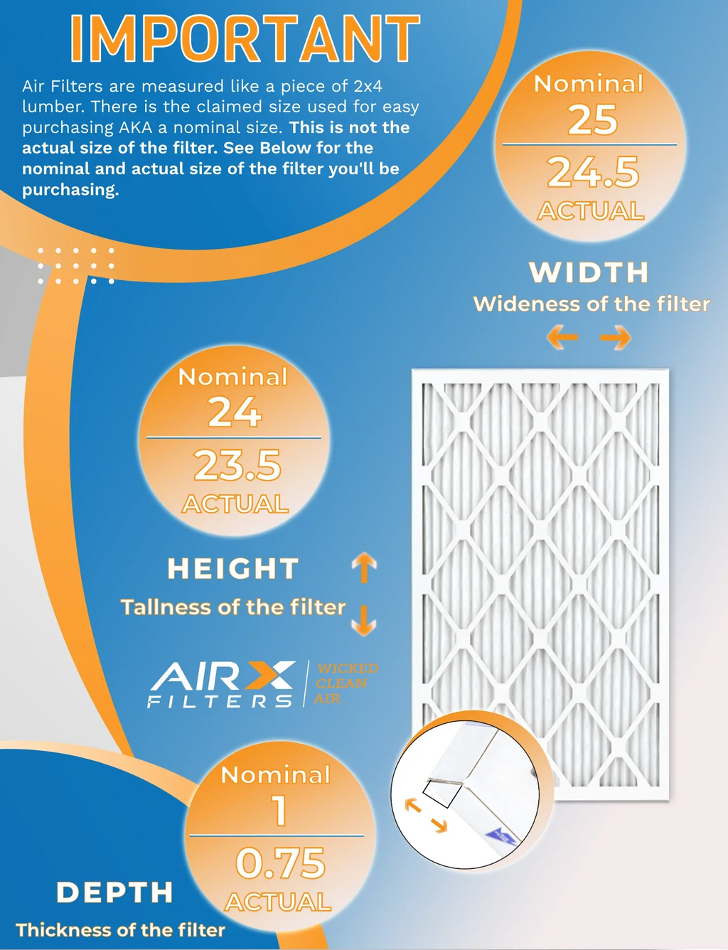 24x25x1 Air Filter MERV 11 Rating, 12 Pack of Furnace Filters Comparable to MPR 1000, MPR 1200 & FPR 7 - Made in USA by AIRX FILTERS WICKED CLEAN AIR.