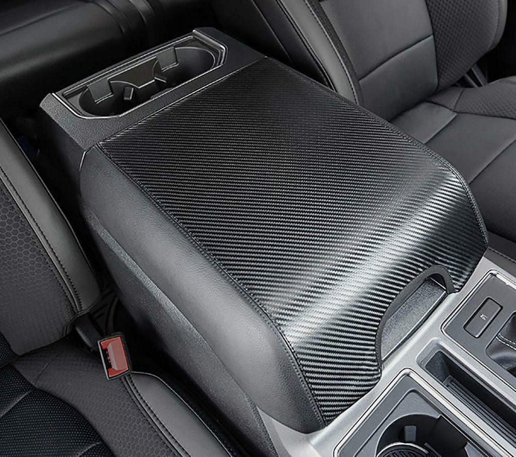 Teledu Leather Center Console Armrest wrap Pad Protector F150 Carbon