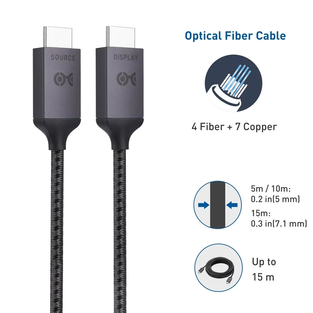 Cable Matters Certified Active Ultra High Speed HDMI Cable (Fiber Active Optical 8K HDMI Cable) – 10m / 32.8 Feet – Supporting 8K@60Hz 4K@120Hz HDR - Designed for XBOX, suitable with PS5,  TV