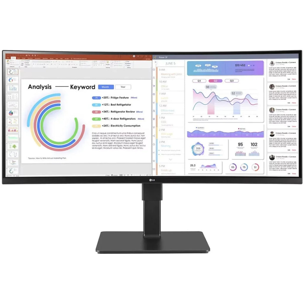Ultrawide 34\" 3440 x 1440 LED HDR10, sRGB Curved Monitor, Textured Black, 34BQ77QB-B