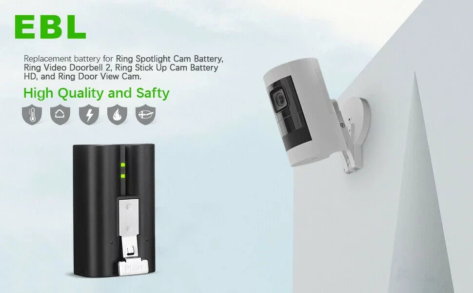 EBL 3-Pack Rechargeable Doorbell Replacement Battery appropriate with Ring Video Doorbell 2/3/3 Plus/4, Spotlight Cam, Stick Up Cam, for Ring Doorbell Camera, Backup Batteries 6040mAh 3.65V