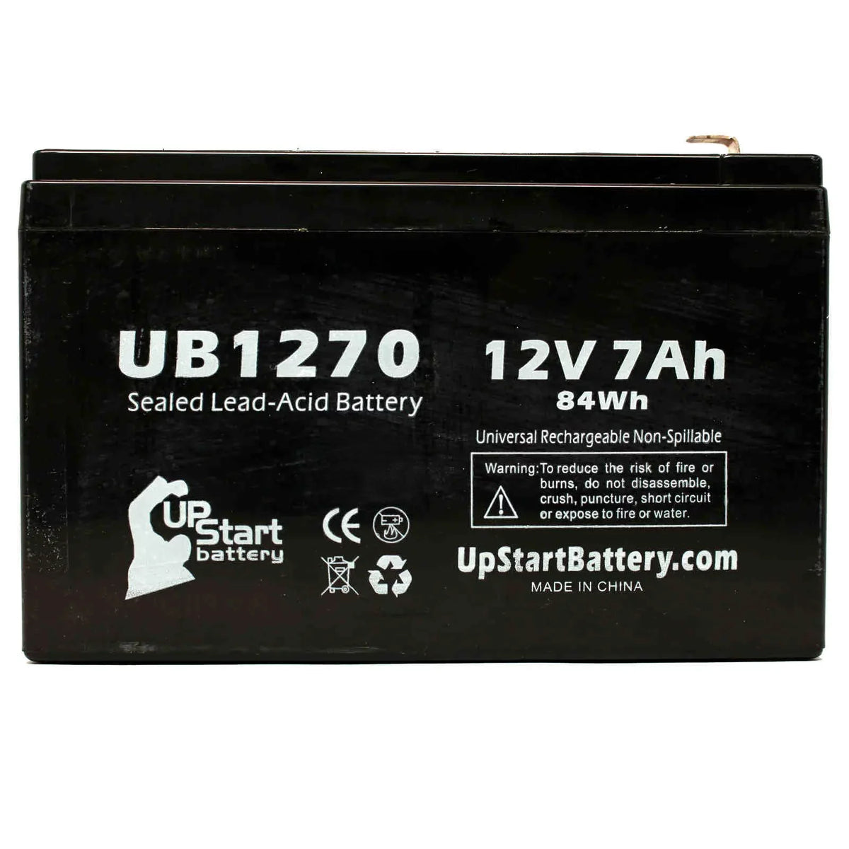 2x Pack - suitable APC SMART-UPS 2000 SURT2000XLI Battery - Replacement UB1270 Universal Sealed Lead Acid Battery (12V, 7Ah, 7000mAh, F1 Terminal, AGM, SLA) - Includes 4 F1 to F2 Terminal Adapters