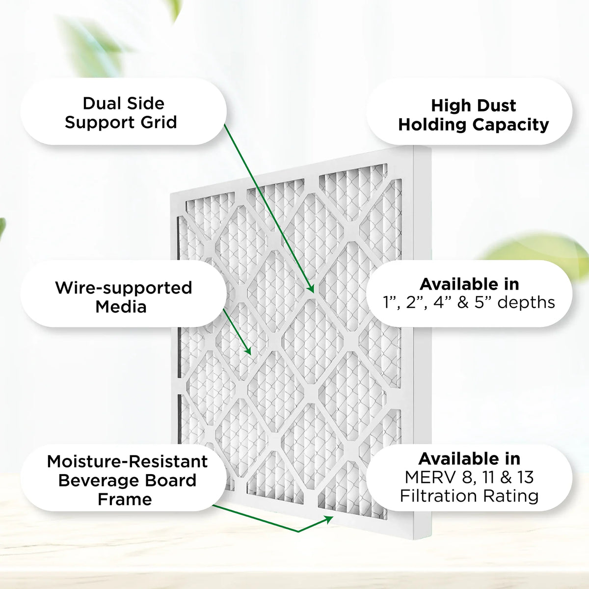 Actual Size: 13-1/2 x 17-1/2 x 3/4. Quantity 6. 14x18x1 MERV 11, MPR 1000 Pleated AC Furnace 1" Air Filters by Pamlico