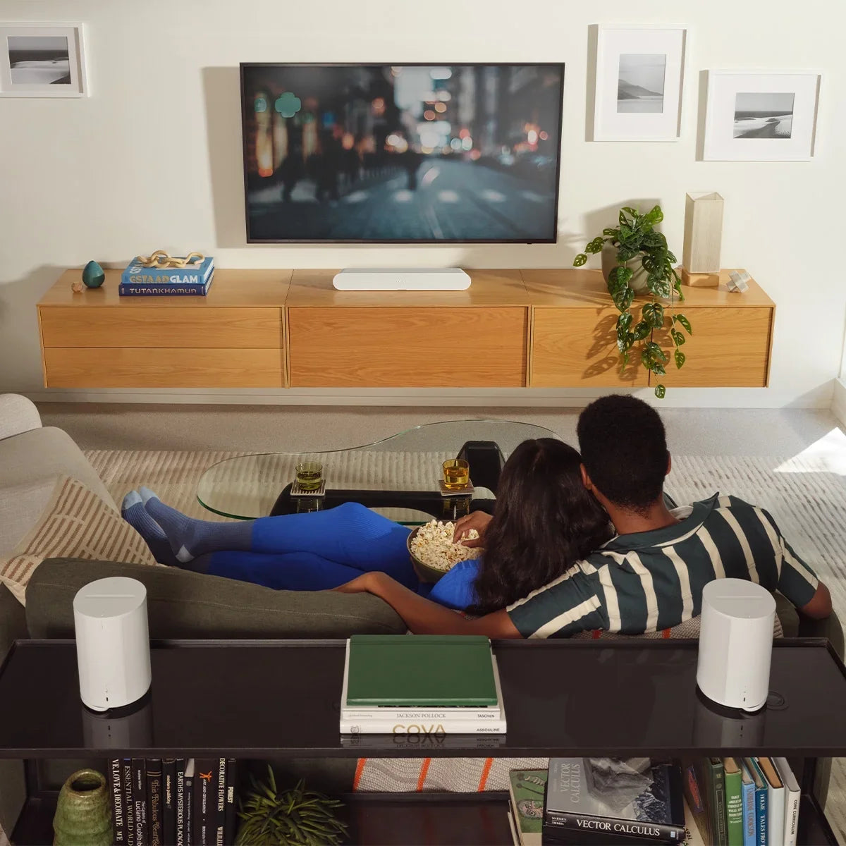 Sonos Era 100 Voice-Controlled Wireless Smart Speakers with Bluetooth, Trueplay Acoustic Tuning Technology, &  Voice Control Built-In - Pair (White)