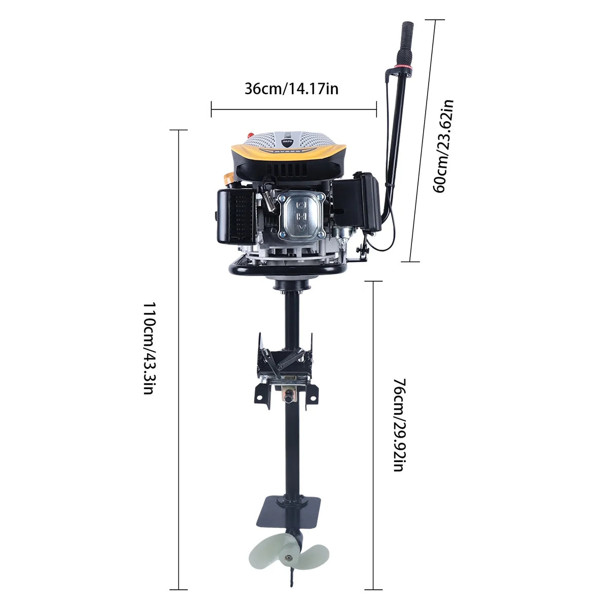 YIYIBYUS 4 Stroke 4.3KW Outboard Engine,225CC Air Cooling System Outboard vessel Motor Heavy Duty Outboard Motor Propeller vessel Engine