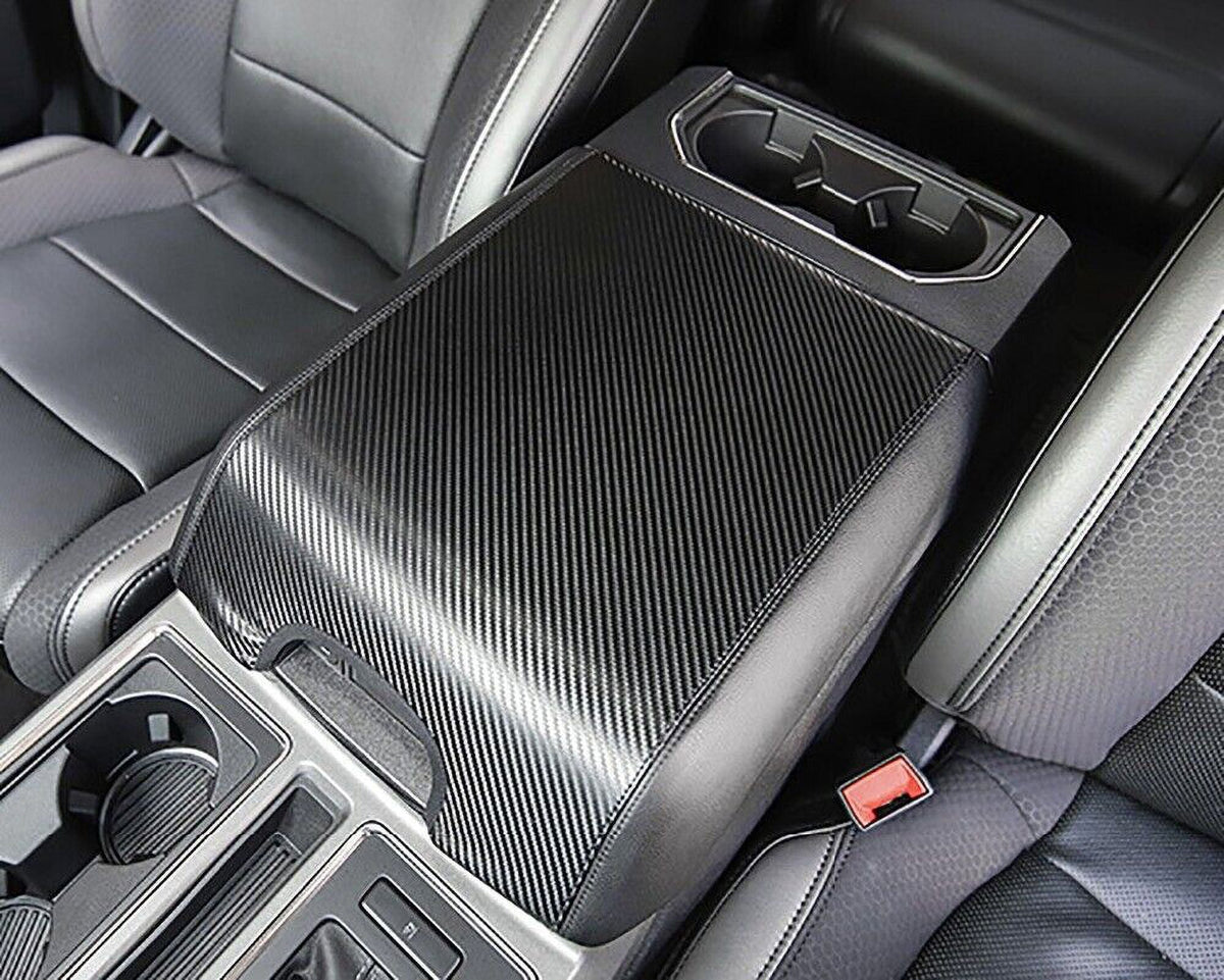 Teledu Leather Center Console Armrest wrap Pad Protector F150 Carbon