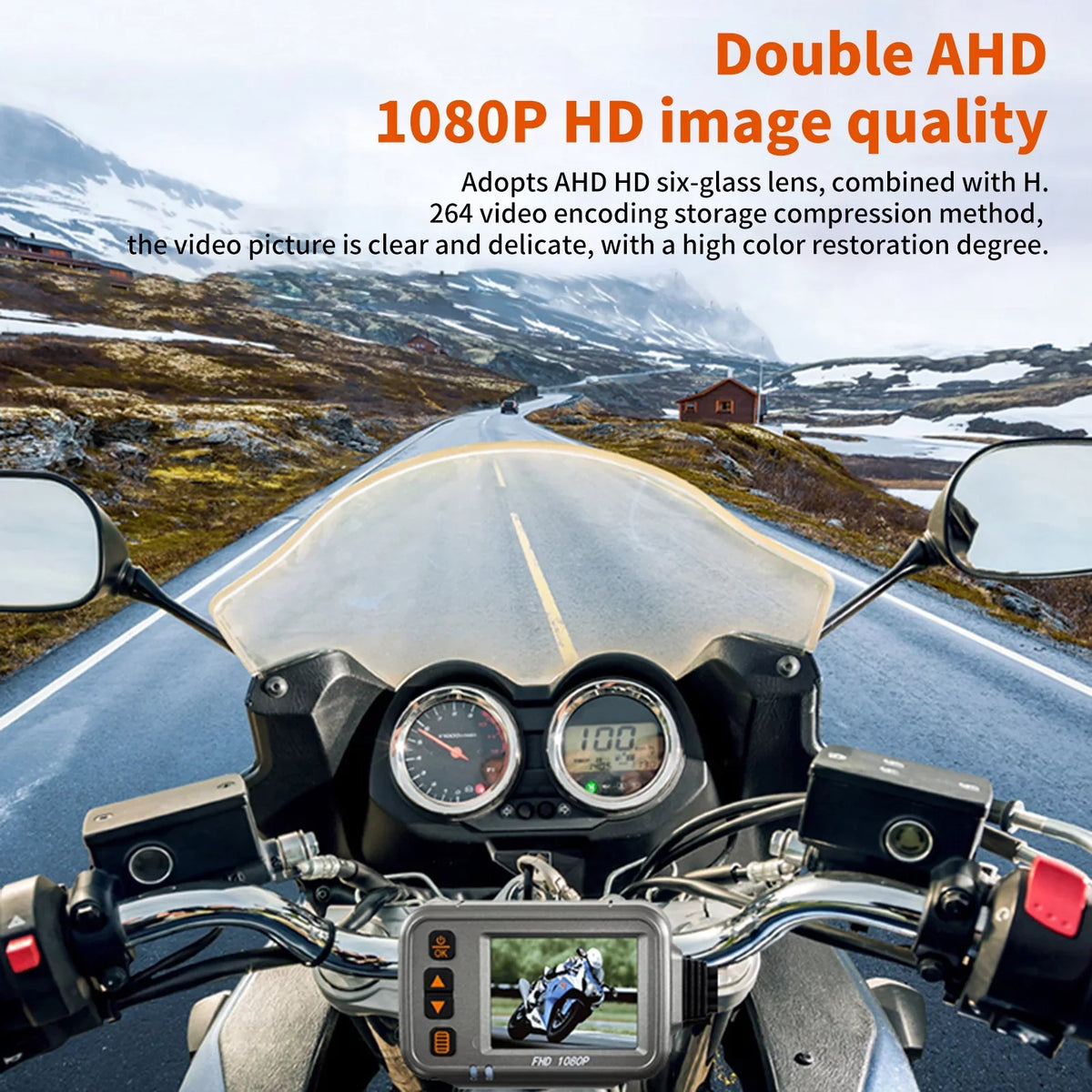 Shinysix Motorcycle Dash Cam,WiFi Dual 1080p Motorbike Camera ,120° Wide Angle,Parking Monitoring, Timed Recording After Flameout Full Body Waterproof Night Vision With 32G storage card