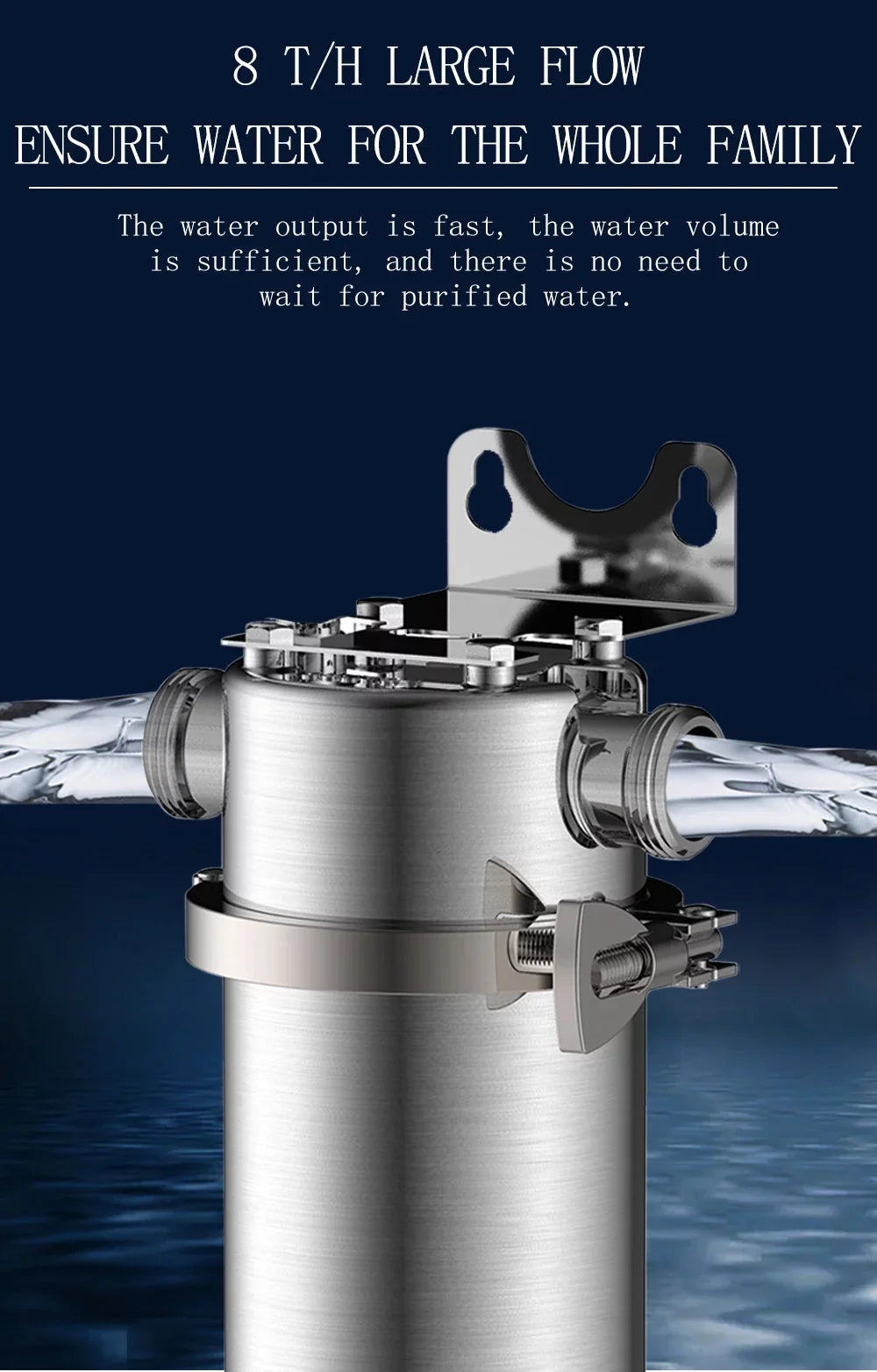 TECHTONGDA Front moisture Filter Housing 10 inch Filter 1 inch NPT for Whole House aqua Purification 304 Stainless Steel 8000L/h