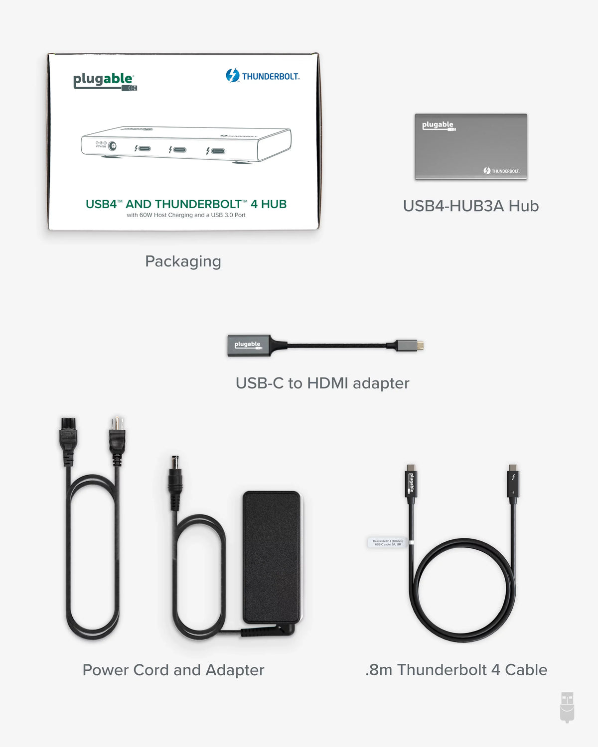 Plugable 5-in-1 Thunderbolt 4 Hub with 60W Charging, Single 8K or Dual 4K Display, appropriate with Thunderbolt USB4 Macs and Thunderbolt 4 / USB4 Windows (1x USB-C to HDMI Adapter)