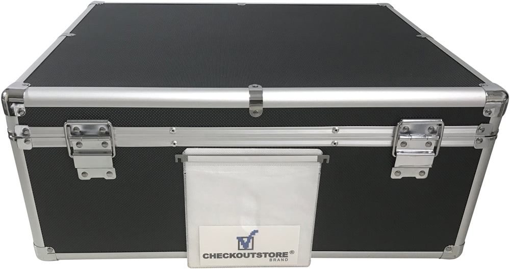 CheckOutStore Black Aluminum CD/DVD Hanging Sleeves Storage Box (Holds 600 Discs)
