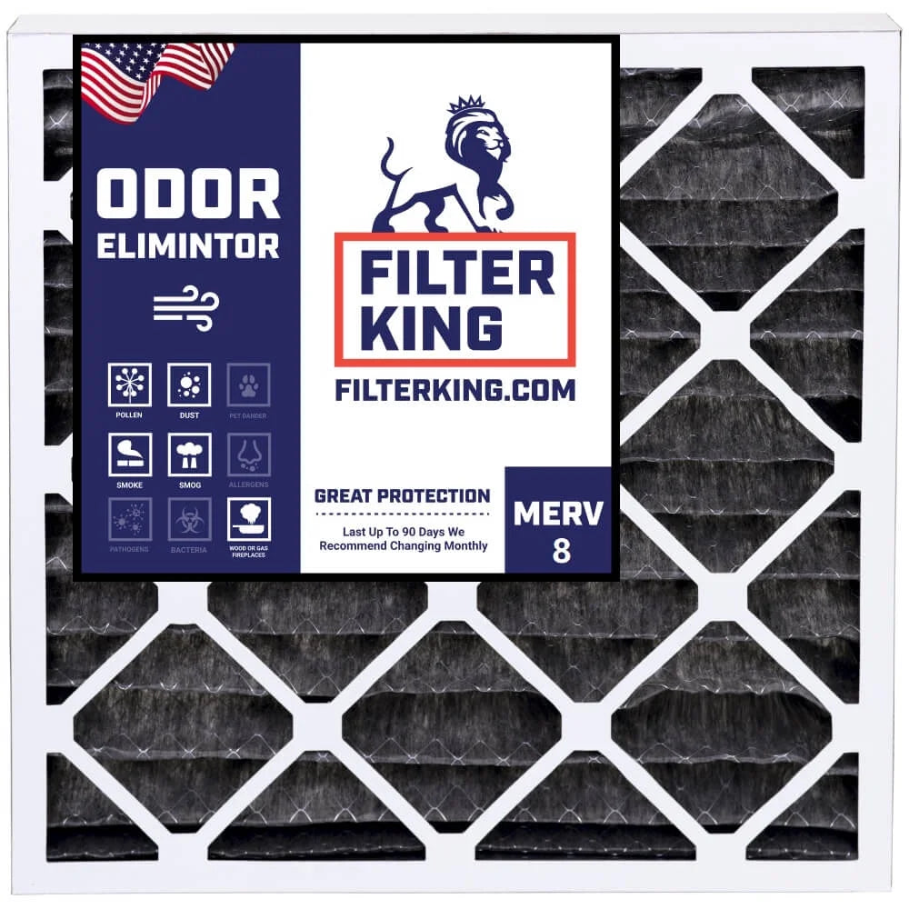 Filter King 24x25x1 Air Filter | 4-PACK | Carbon MERV 8 HVAC Pleated A/C Furnace Filters | MADE IN USA | Actual Size: 24 x 25 x .75"