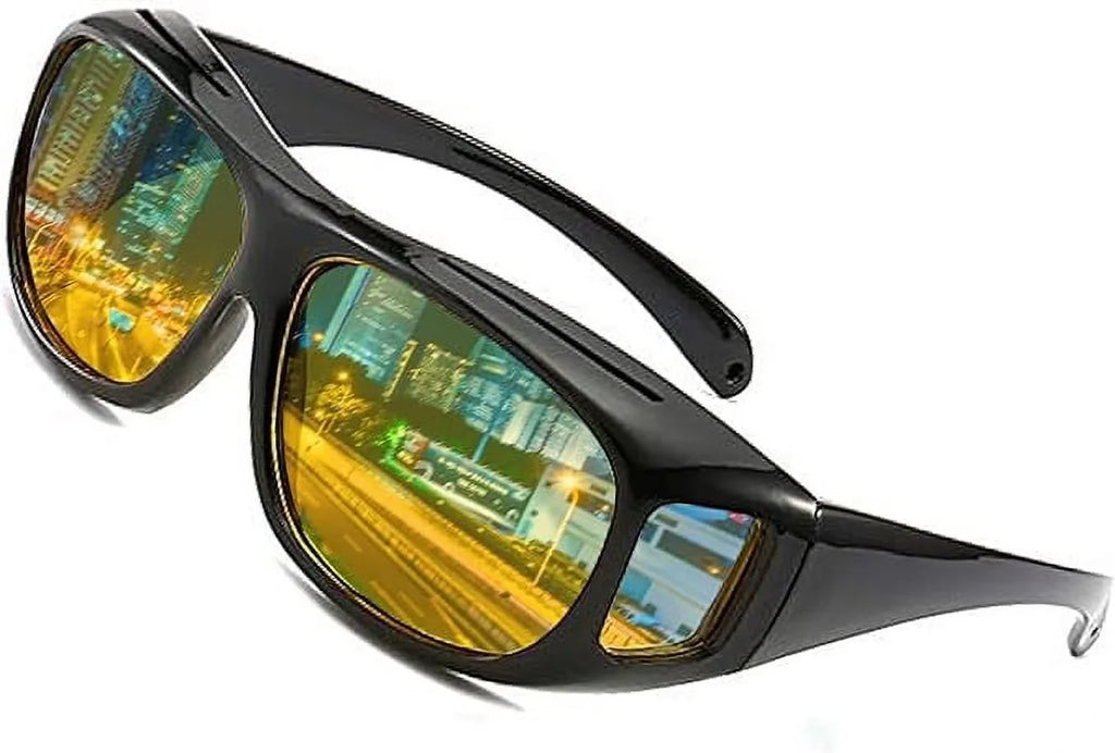 SHEEN KELLY Polarized UV400 Night Vision Glasses Driving Men Women Fit Over Prescription Eyewear Wrap Arounds Sunglasses Yellow Lens