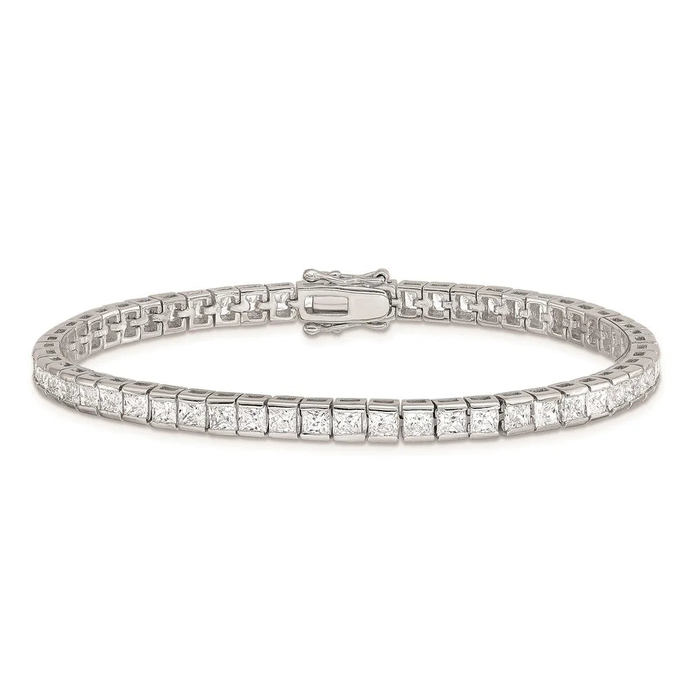Auriga 925 Sterling Silver Rhodium Plated Zirconia Tennis Bracelet 7.5 inch for Women(L- 7.5inch)