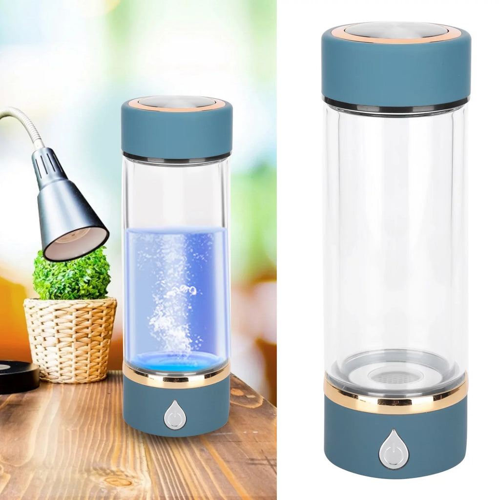 Hydrogen liquid Bottle Generator USB Portable Hydrogen moisture Maker Machine 380ml Blue