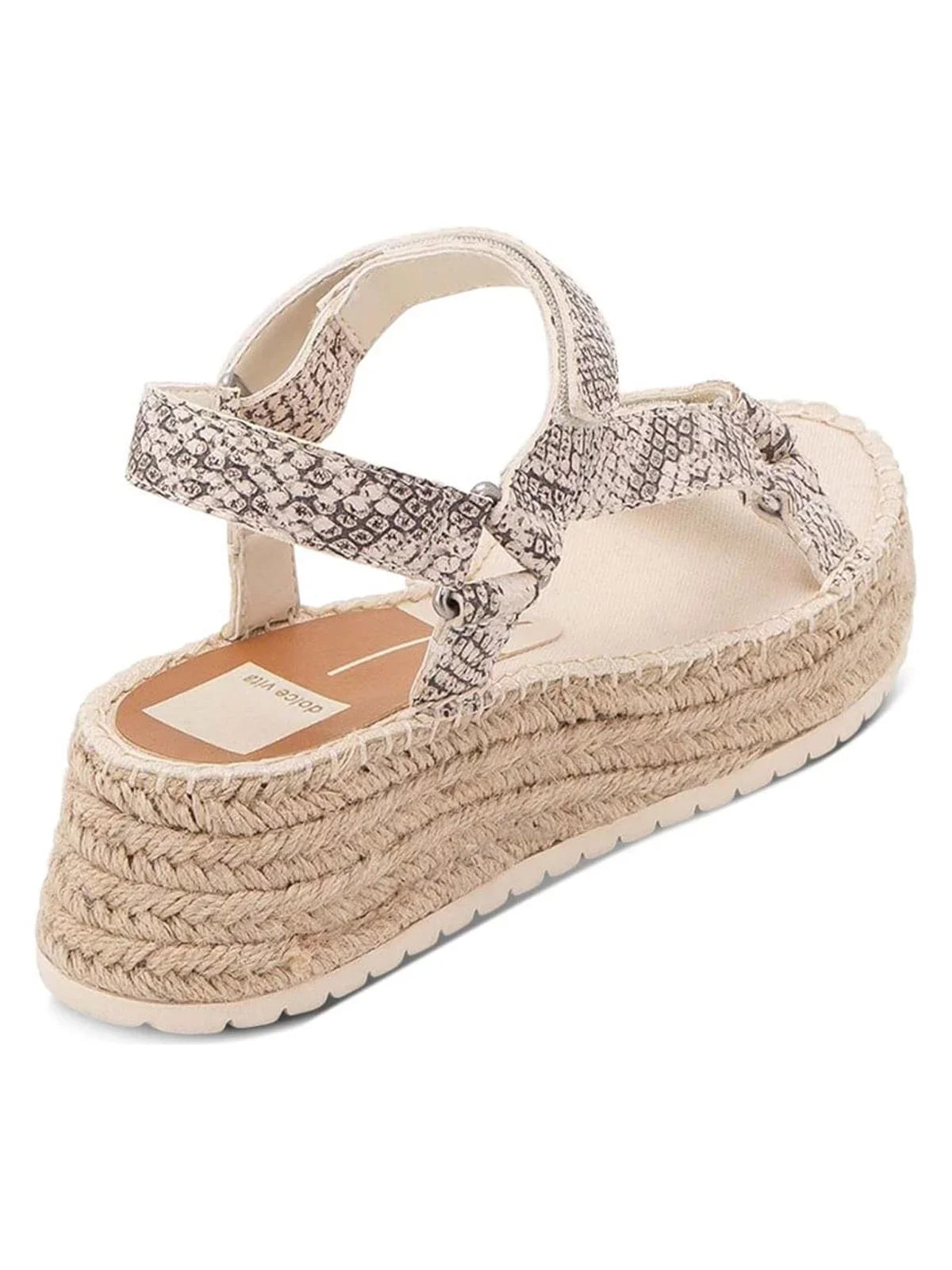 DOLCE VITA Womens Beige Snakeskin 1" Platform Stitch Detailing Ankle Strap Mano Round Toe Wedge Leather Espadrille Shoes 9.5