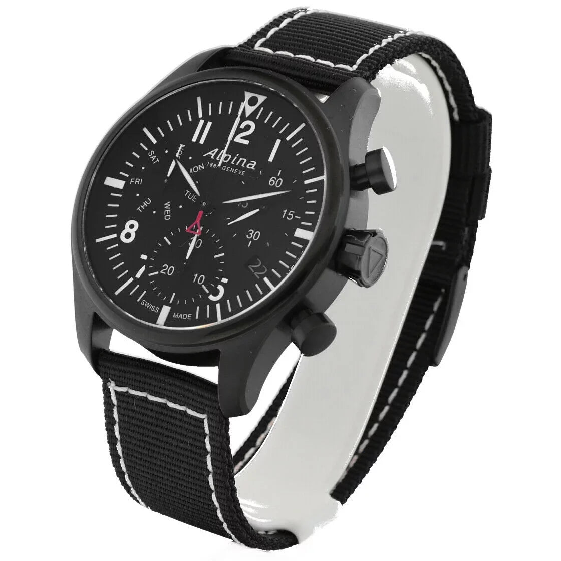 Alpina Startimer Pilot Chronograph AL-371BB4FBS6 Black PVD Quartz Men's Watch