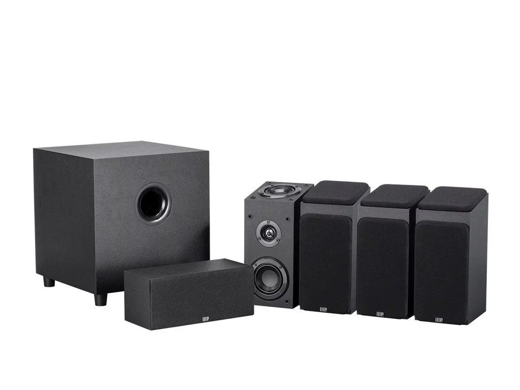 Immersive Home Theater System - Black With 8 Inch 200 Watt Subwoofer. Monoprice Premium 5.1.4-Ch