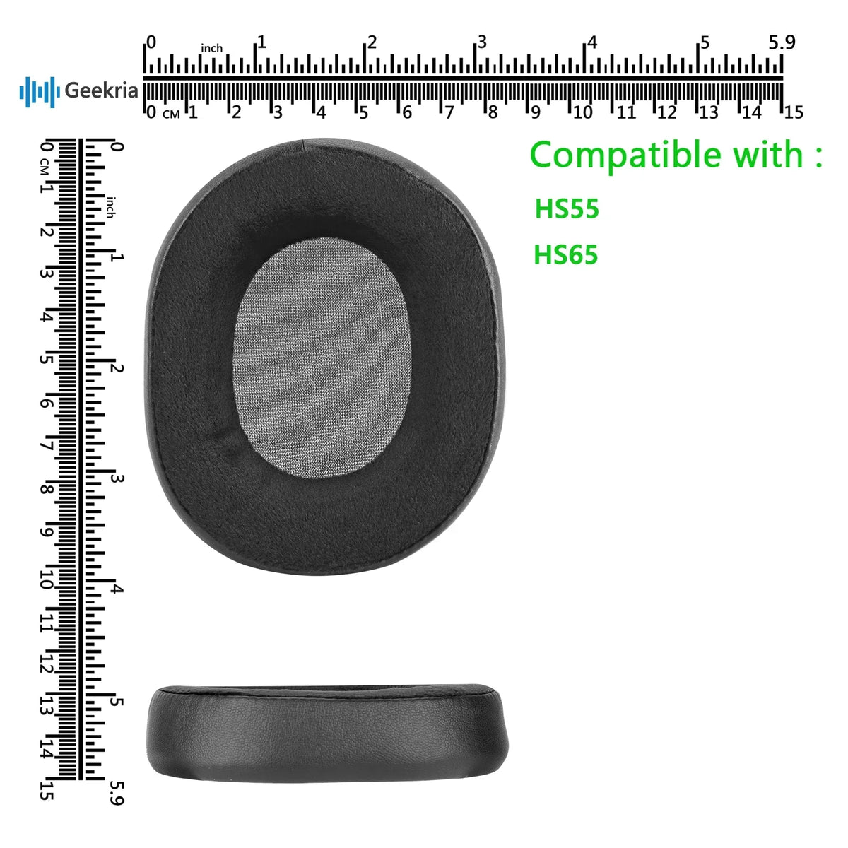 Geekria Comfort Hybrid Velour Replacement Ear Pads for Corsair HS55, HS65 Headphones Ear Cushions, Headset Earpads, Ear Cups shield Repair Parts (Black)
