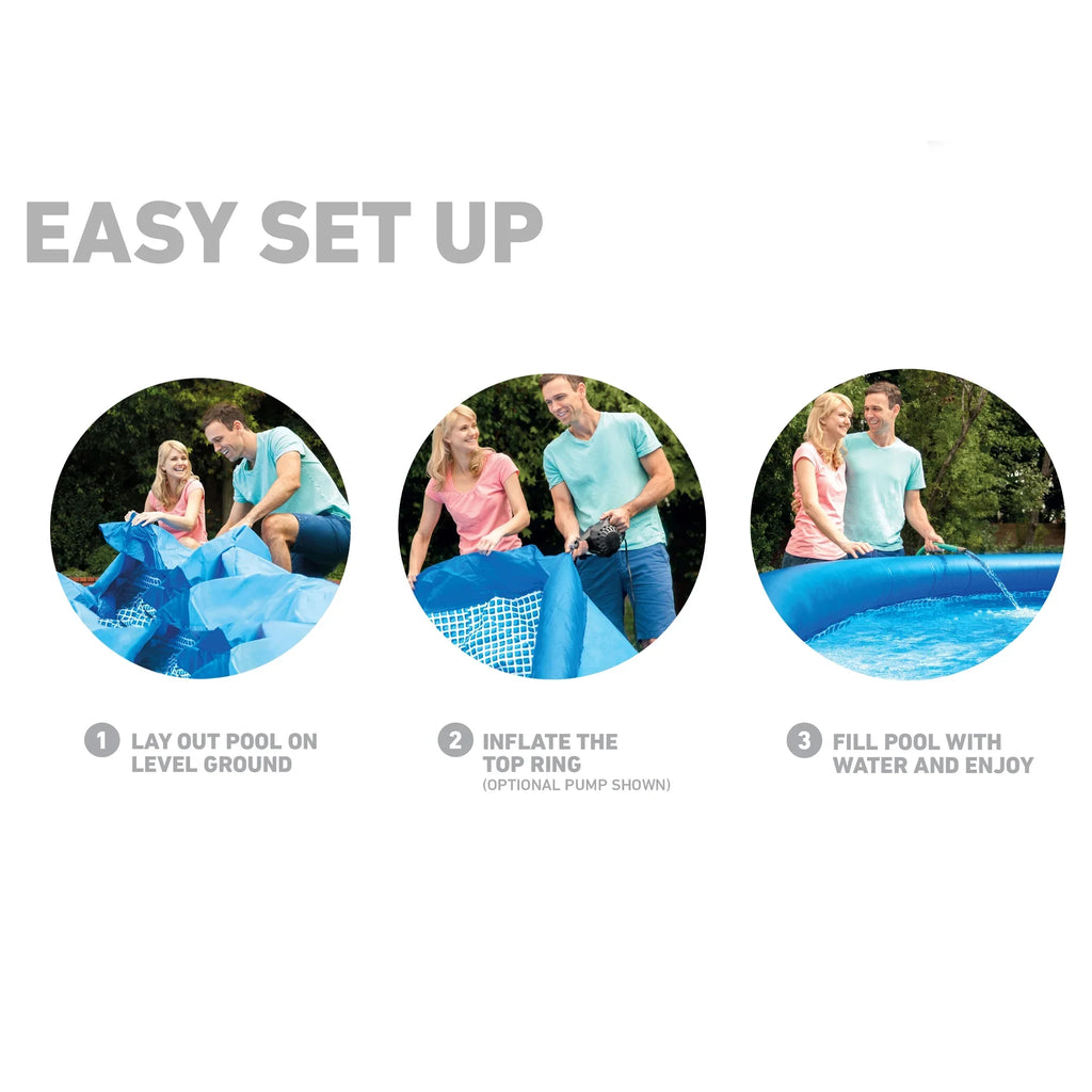 Intex: Easy Set 10' x 30" Inflatable Pool W/ Filter Pump - (28121EH) - Includes Pump Filter, Hydro Aeration Technology, Outdoor/Backyard Family Pool, Suitable For Ages 6+