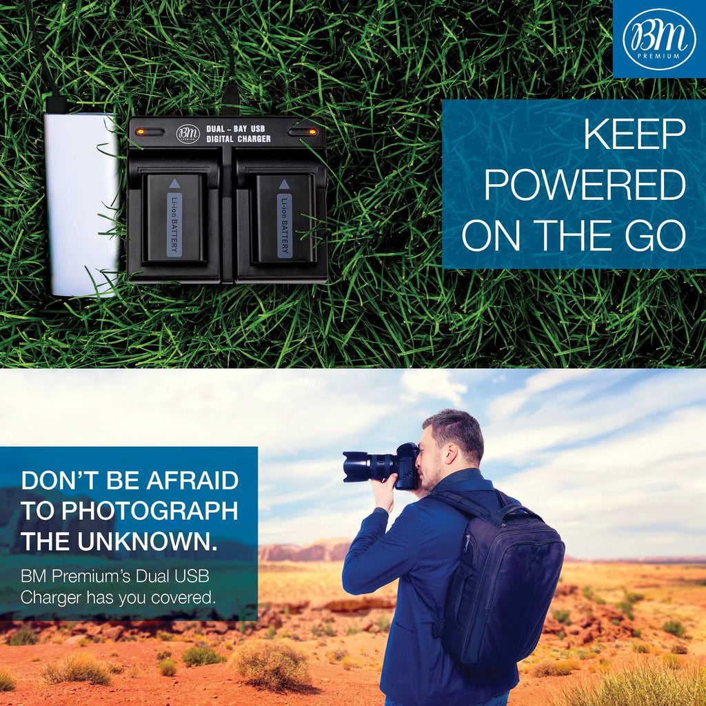 BM 2 NP-FW50 Batteries and Dual Charger for  DSC-RX10 II, III, IV Alpha 7 a7 A7 II a7R A7s II a3000 a5000 a6000 A6100 a6300 a6400 a6500 Cameras