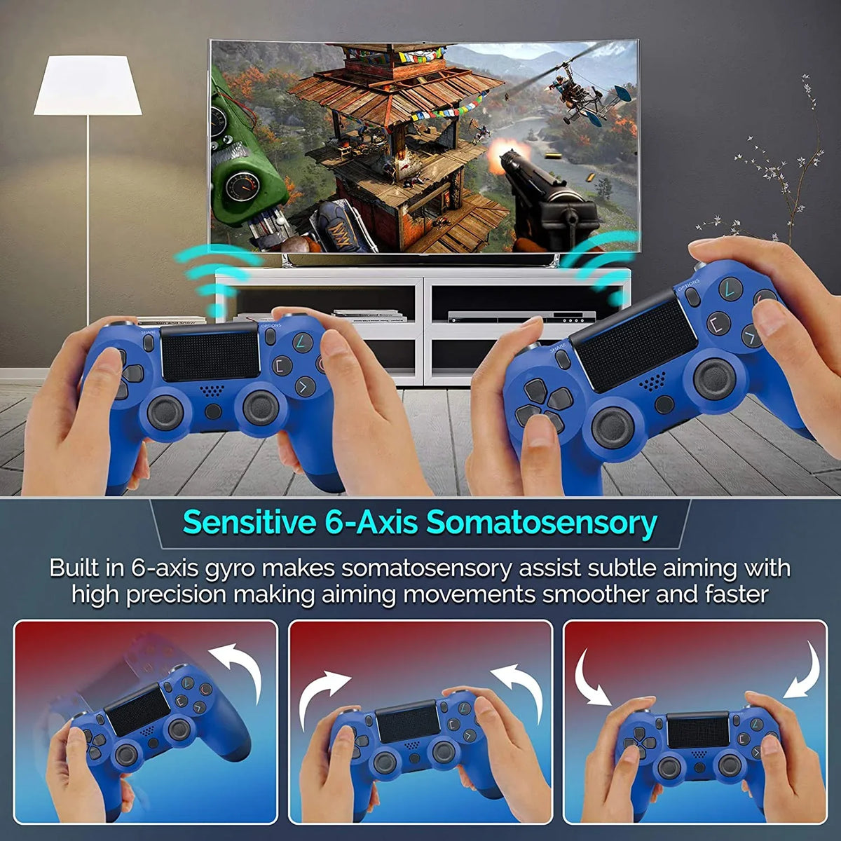 PRO Wireless GamePad appropriate with  Galaxy S20 Controller Plus 1,000 Battery/Built-In Speaker/Gyro/Remote BlueTooth Slim (Blue)