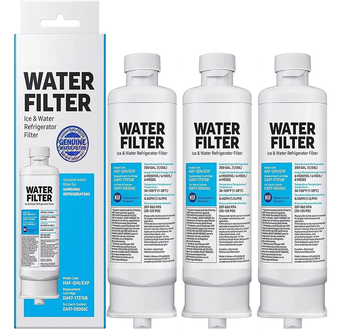 Samsumg DA97-17376B DA9717376B Refrigerator liquid Filter Replacement for HAF-QIN/EXP, HAF-QIN RF23M8070SG,3-Pack (Packaging May Vary)