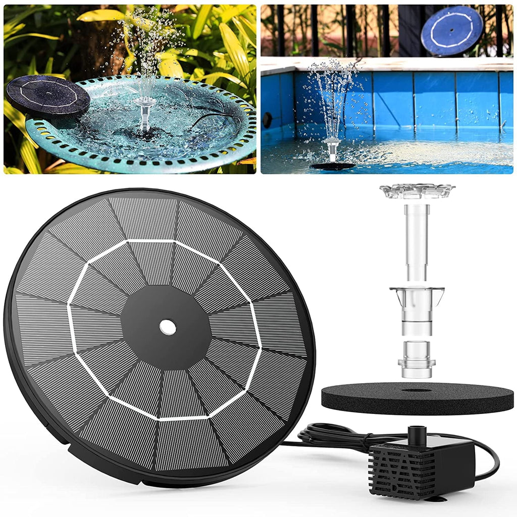 3.5W Solar Fountain Pump for moisture Feature Outdoor DIY Solar Bird Bath Fountain with Multiple Nozzles, Solar Powered aqua Fountain for Garden, Ponds, Fish Tank and Aquarium