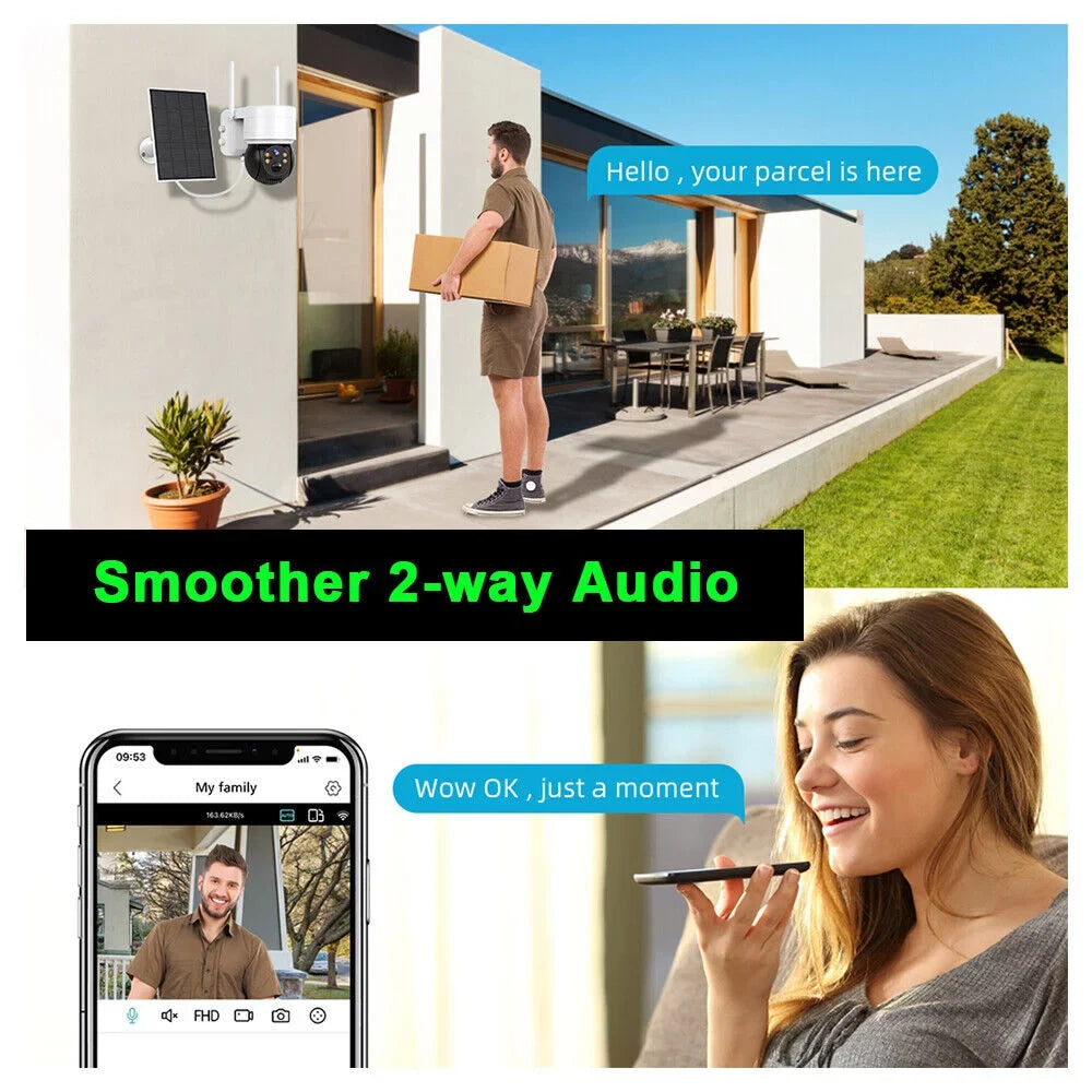 Solar Security Cameras Wireless Outdoor, 2K WiFi 360 PTZ Camera, Solar Powered Security Cameras with Spotlight & Siren, PIR Motion Detection, Color Night Vision, 2 Way Audio, 15000mAh Battery, Beisu