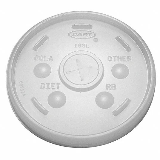 Hot/Cold Cup, Flat, Identification Buttons, Straw Slot, Clear, Pk1000. DART Lid for 12 to 24 oz