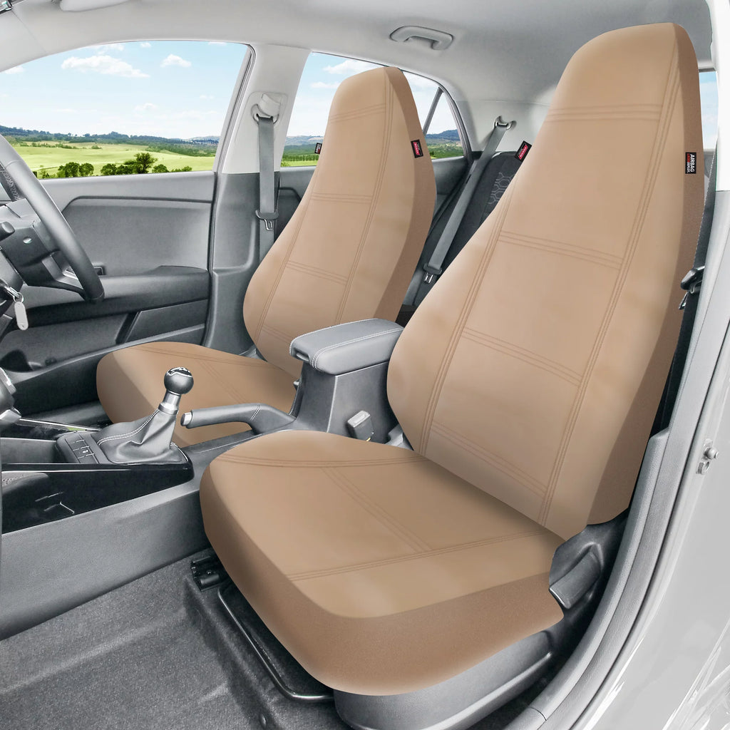 Genuine Dickies 2 Piece Prestige Front Car Seat Covers Vegan Leather Beige, 806514