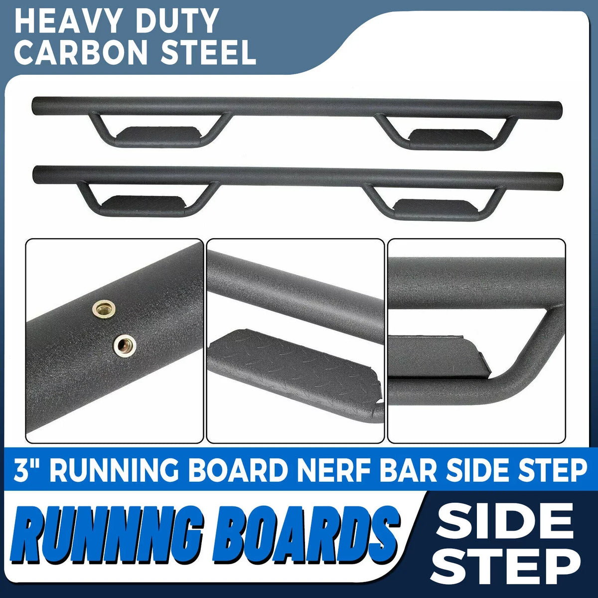 Kojem Side Steps Nerf Bars for 2005-2023  Tacoma Double/Crew Cab Matte Black Running Board Hoop Bar Door Dropped Steps