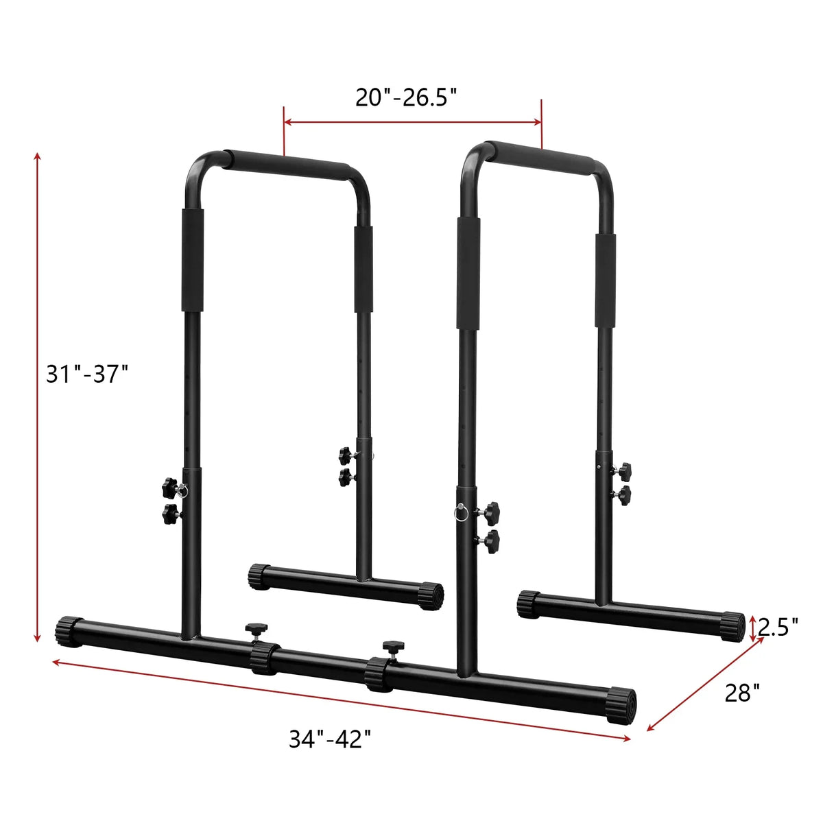 JOLLY JAUNTS Adjustable Dip Bar, Versatile High Strength Push Up Stand with Sponge Wrap, Easy Assembly Dip Station Functional for Rehabilitation Training, Sports Training
