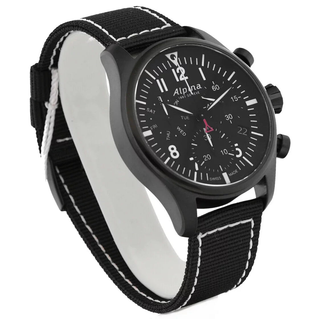 Alpina Startimer Pilot Chronograph AL-371BB4FBS6 Black PVD Quartz Men's Watch
